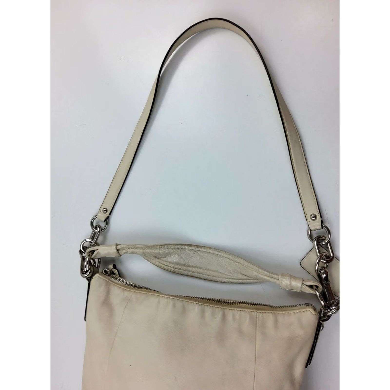 Coach COACH Kristin Leather Convertible Shoulder Hobo Bag Purse 14783 White Handbag Womens Medium Bag Size ONE SIZE - 7 Thumbnail
