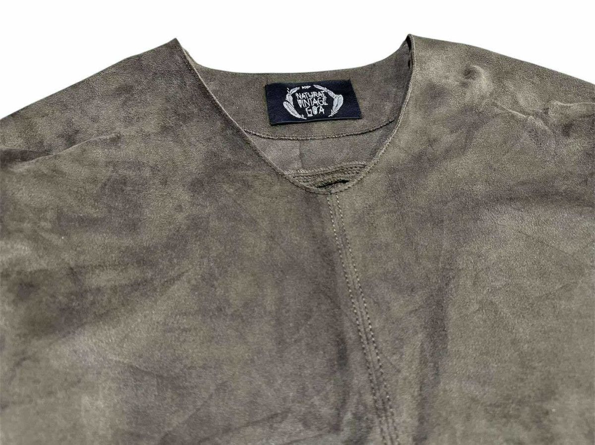 If Six Was Nine 🔥Sick Y2K Natural Vintage GOA Velvet Suede Raw Hem Ls Shirt Size US L / EU 52-54 / 3 - 3 Thumbnail