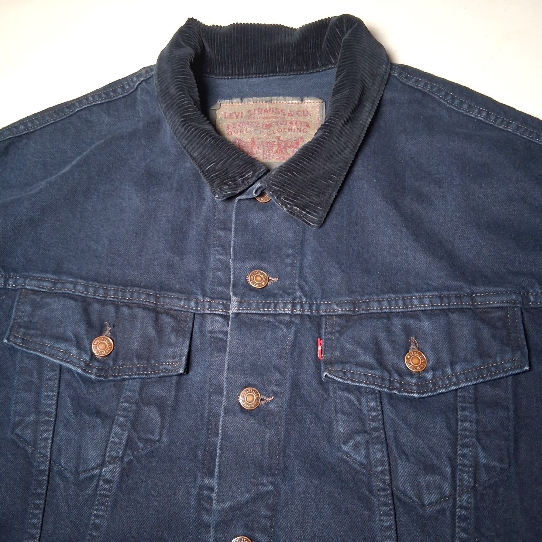 Levi's VINTAGE Levi's Levi Strauss Denim Jean Jacket L Blue Corduroy Trucker 70599 0730 Size US 33 - 3 Thumbnail