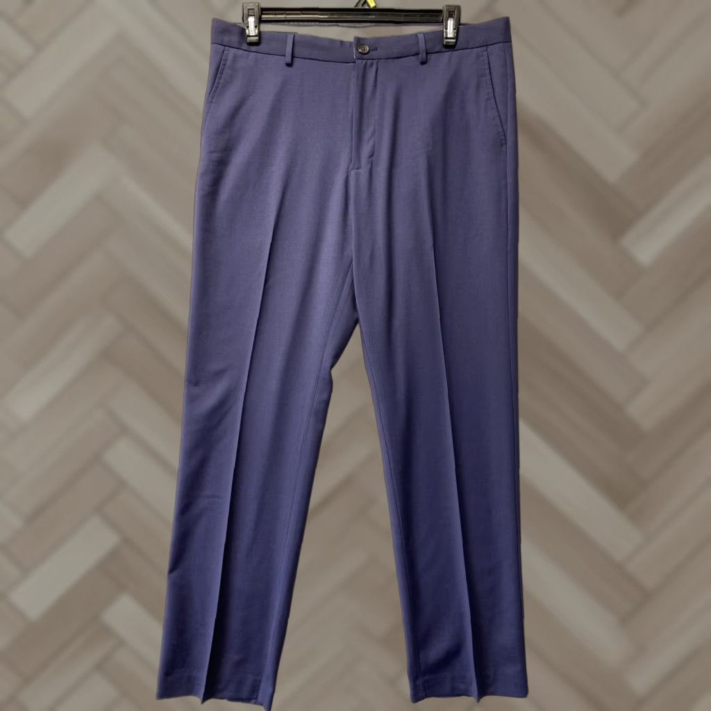 Nordstrom VINTAGE Nordstrom Men's Pants Dress Trousers Flat Front Wool Blend Navy 36x33 Casual Business Size US 36 / EU 52 - 1 Thumbnail
