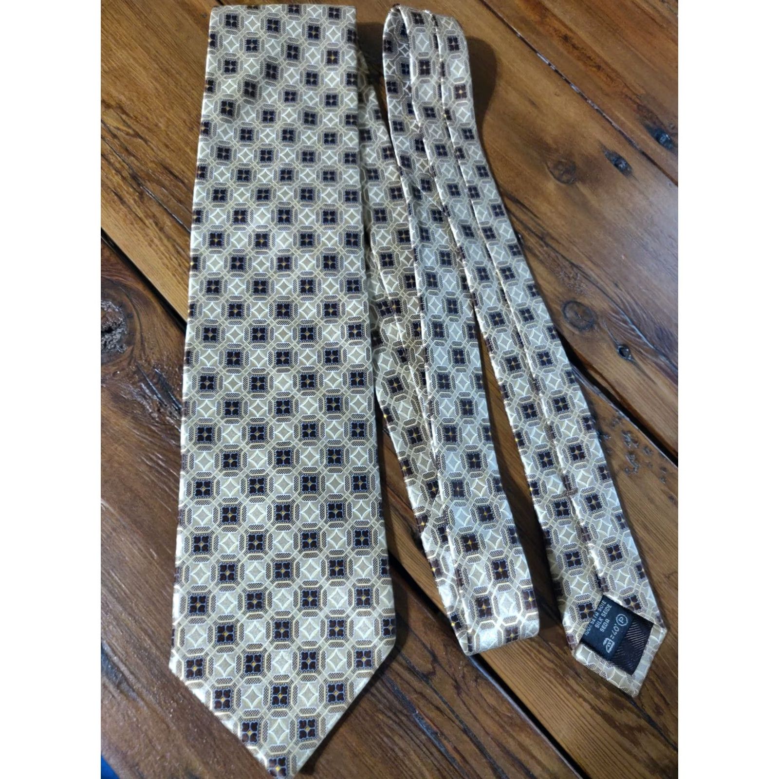 Ermenegildo Zegna Ermenegildo Zegna Tie Gold Geometric 100% Silk Designer Neck Made in Italy Men's Size ONE SIZE - 5 Thumbnail