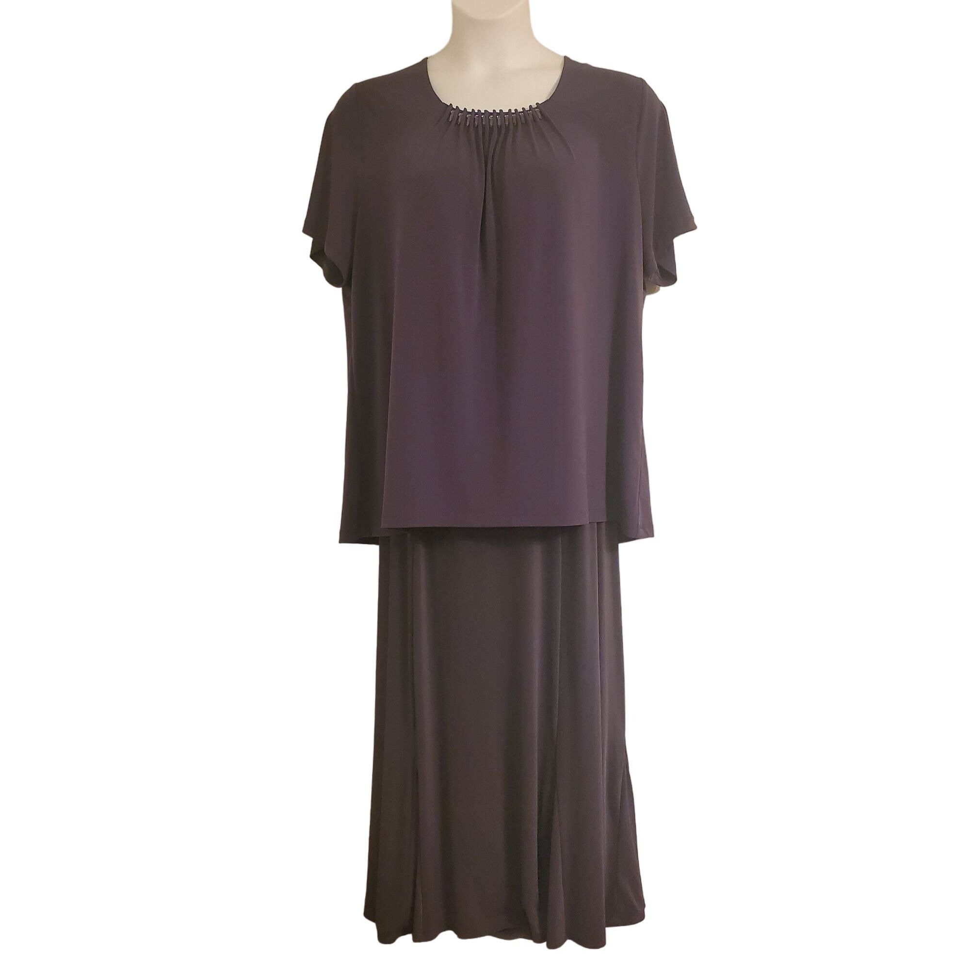 Other Maggie Barnes 1X Gray Slinky Liquid Knit Top Skirt 2 Pc Set Size XL / US 12-14 / IT 48-50 - 1 Thumbnail