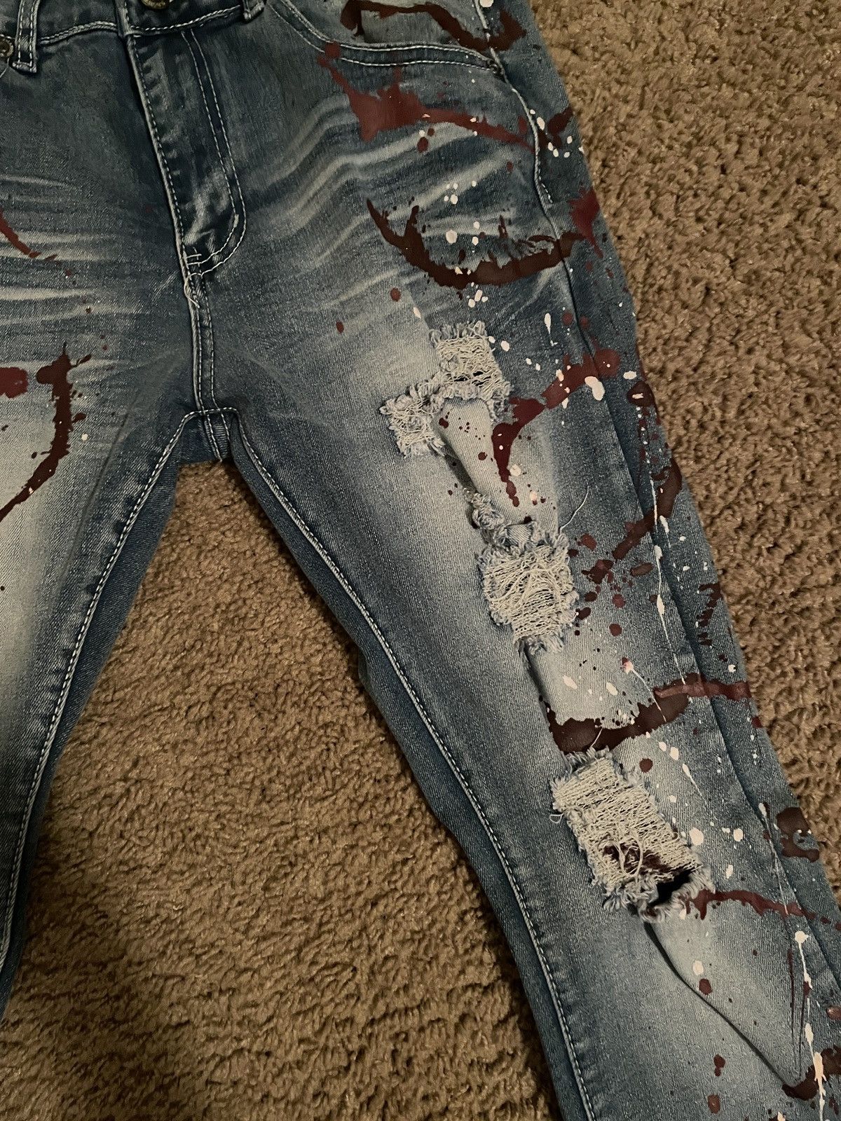 Other M. Society Blue Paint Splatter Jeans Size US 33 - 3 Thumbnail