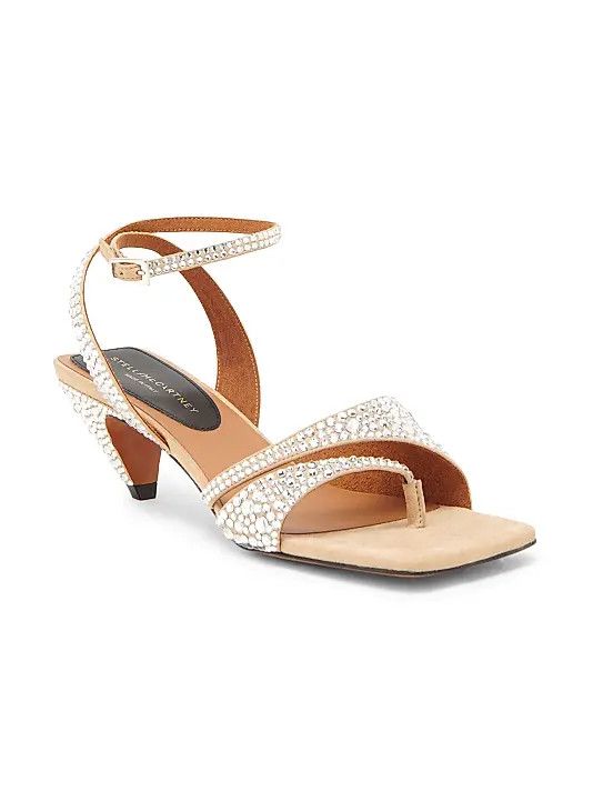 Stella McCartney os11x1225 Spur 48MM Hotfix-Embellished Sandals in Beige Size US 7 / IT 37 - 2 Thumbnail