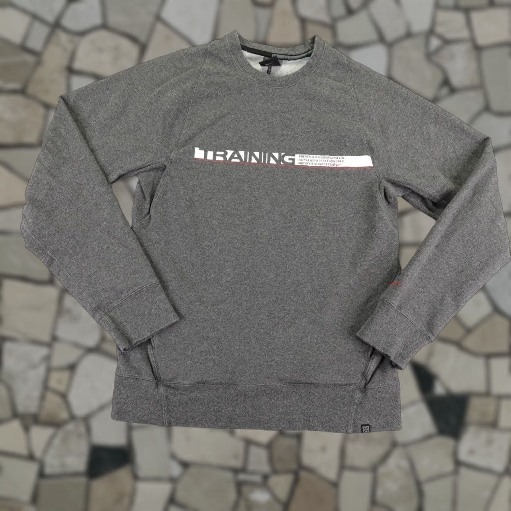 VINTAGE Nike Sweatshirt Men Small Gray Dri Fit Pullover Sweater Gym Y2K
