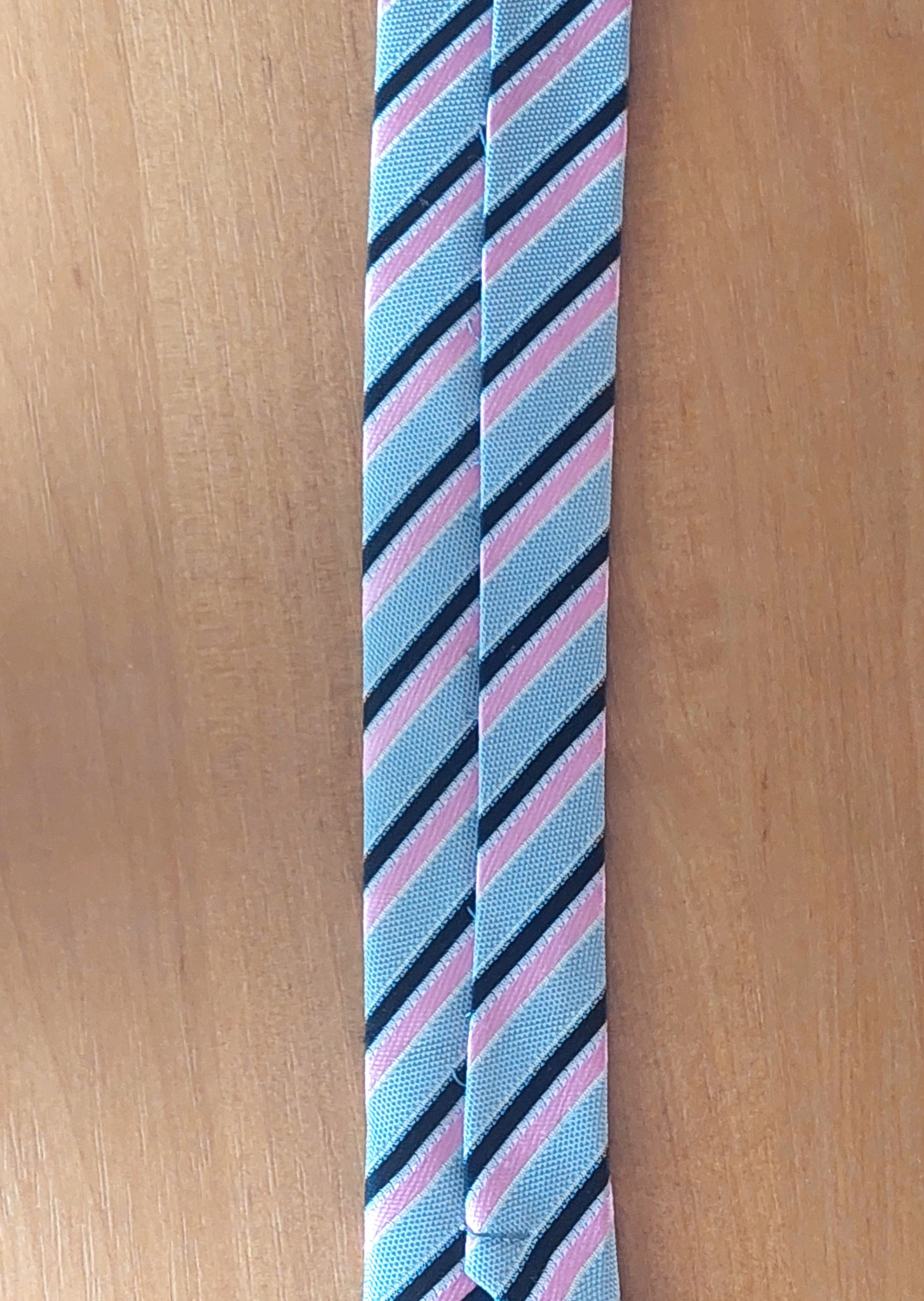 Ermenegildo Zegna Ermenegildo Zegna Silk Tie Gray Pink Diagonal Stripe Italy Size ONE SIZE - 16 Thumbnail