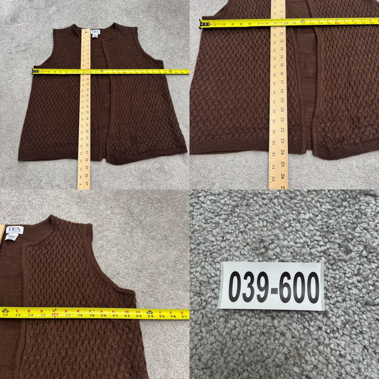Vintage VINTAGE BFA Classic Vest Sweater Womens XL Brown Cable Knit Open Front Y2K 90s Size XL / US 12-14 / IT 48-50 - 8 Thumbnail