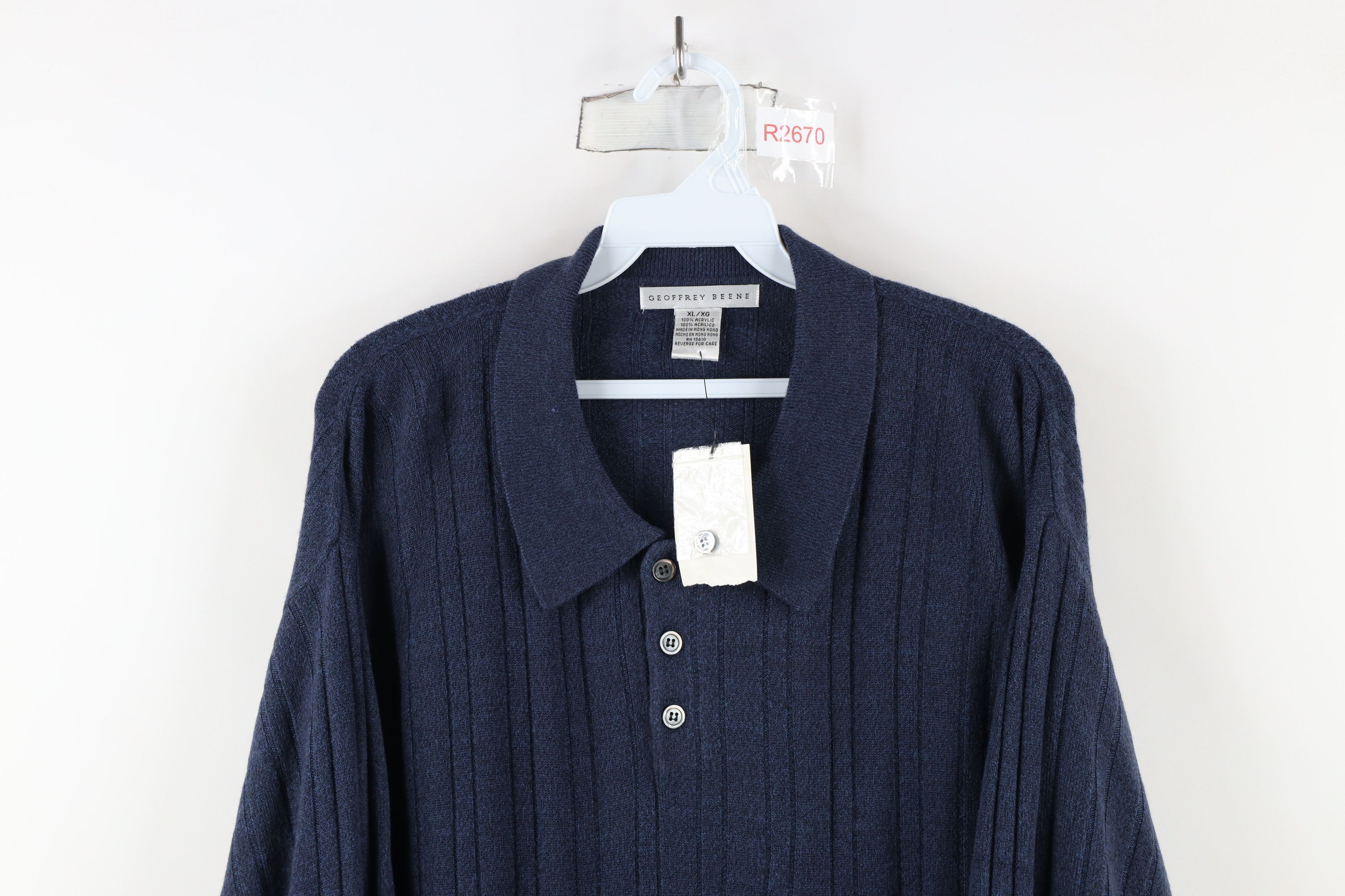 Vintage Deadstock Vintage 90s Streetwear Ribbed Collared Sweater Size US XL / EU 56 / 4 - 2 Thumbnail
