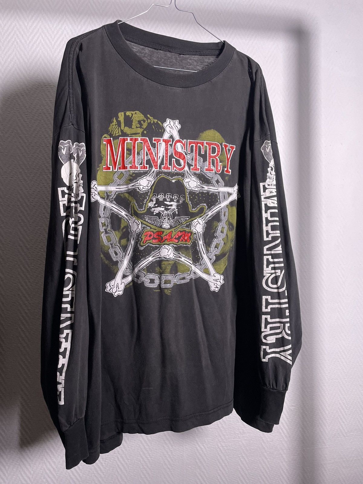 image of Band Tees x Vintage 1992 Ministry Psalm Longsleeve XL in Black, Men's