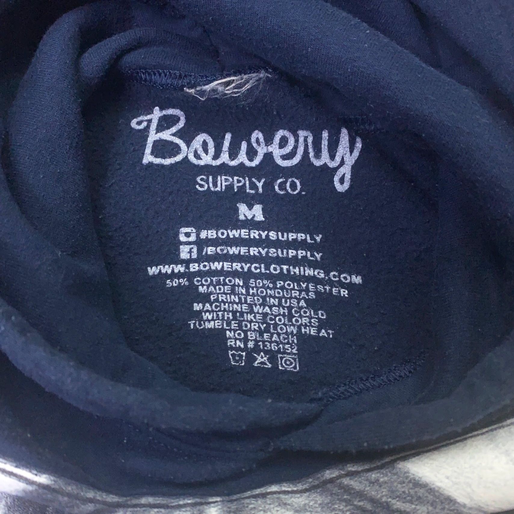Vintage Bowery Supply Co Womens Hoodie Medium Blue Mustache Girl Sweatshirt Size M / US 6-8 / IT 42-44 - 6 Thumbnail