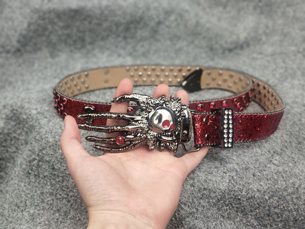 If Six Was Nine Vintage Y2K Punk Rock Red Glitter Skull Belt hysteric LGB Size ONE SIZE - 4 Thumbnail
