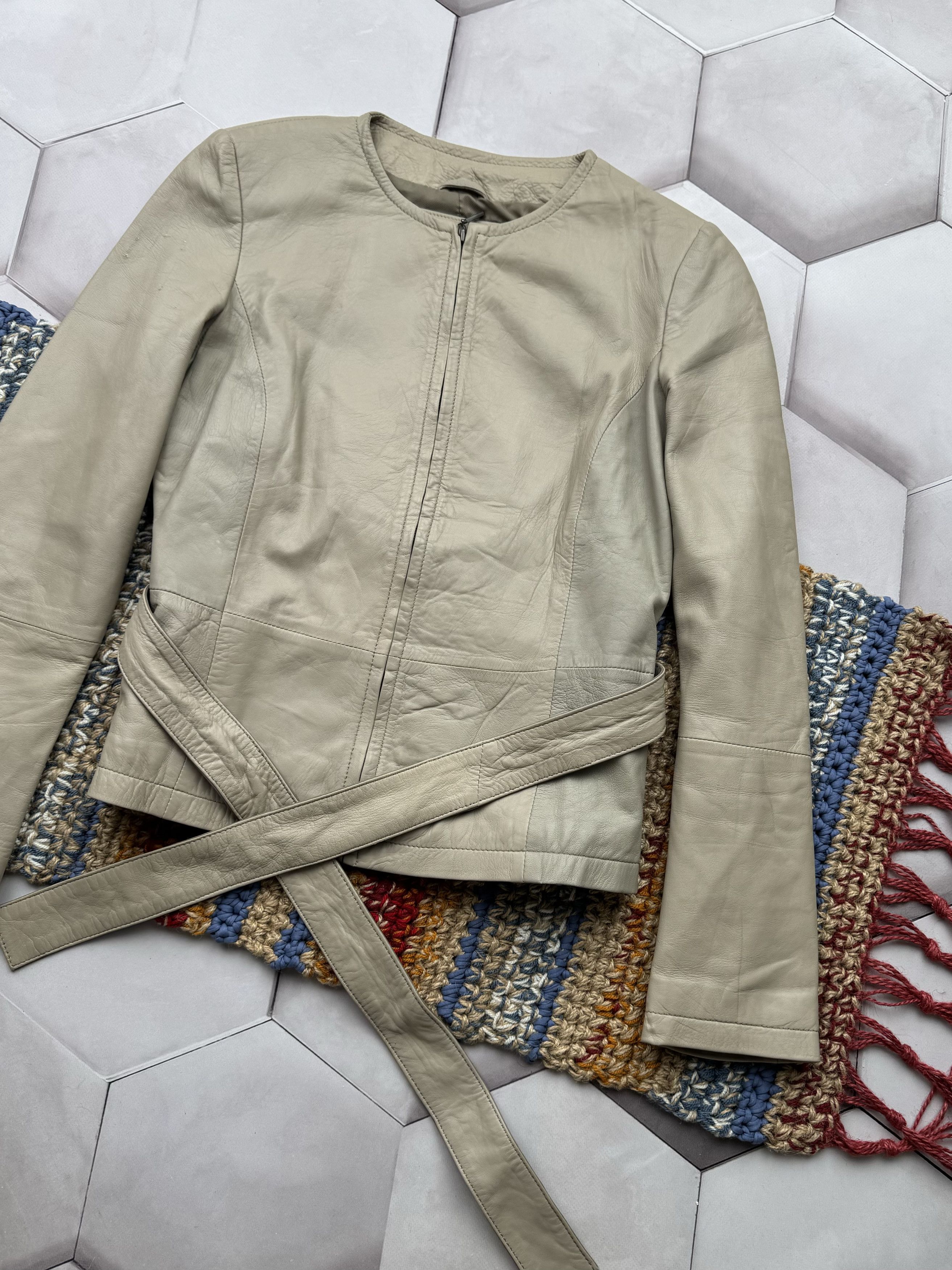 Vintage Vintage Leather Jacket With Belt (E4) Size S / US 4 / IT 40 - 3 Thumbnail