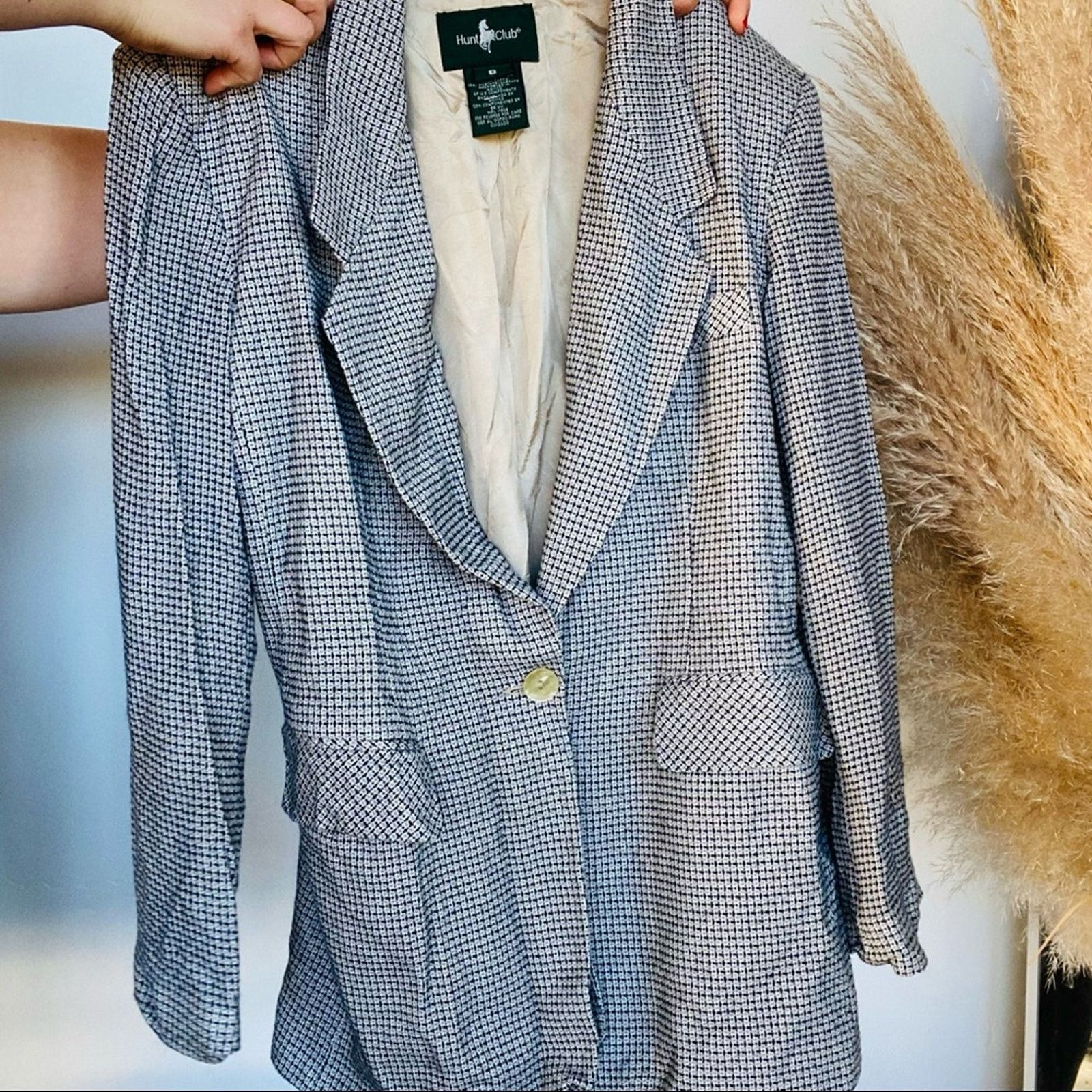 Vintage VINTAGE HUNT CLUB White Grey Plaid Checked Blazer Jacket 8 Size M / US 6-8 / IT 42-44 - 5 Thumbnail