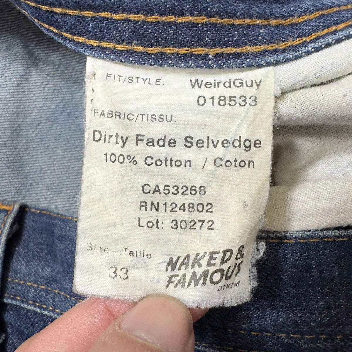 Naked & Famous Naked & Famous Weird Guy Dirty Fade Selvedge jeans Size US 33 - 5 Thumbnail
