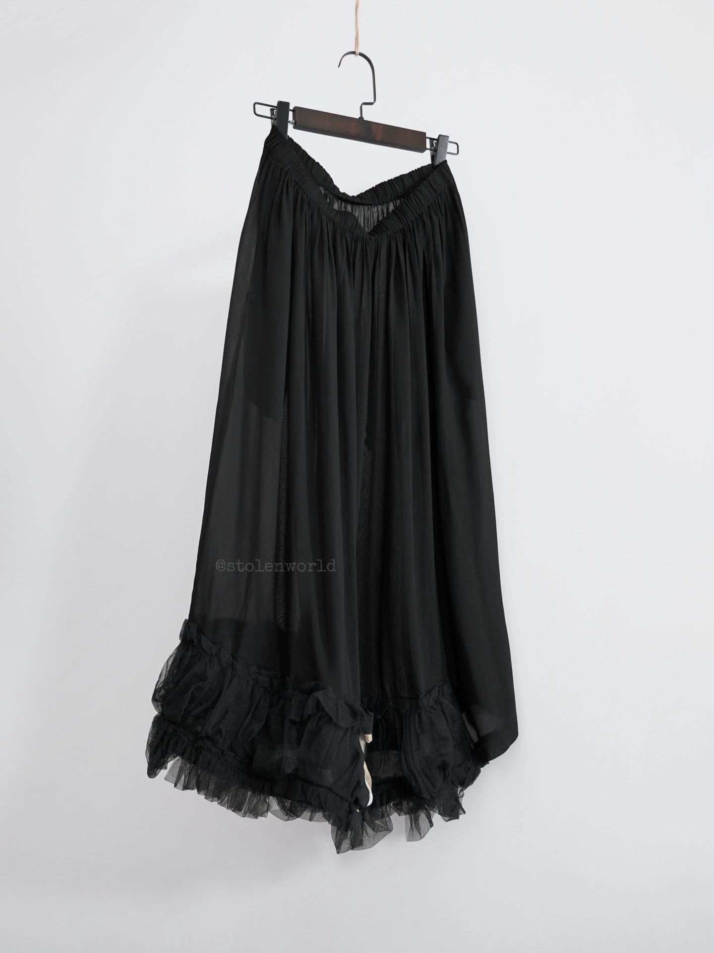Comme des Garcons Comme des Garçons Black Sheer White Rose Mesh Hem Dress Size 26" / US 2 / IT 38 - 6 Thumbnail