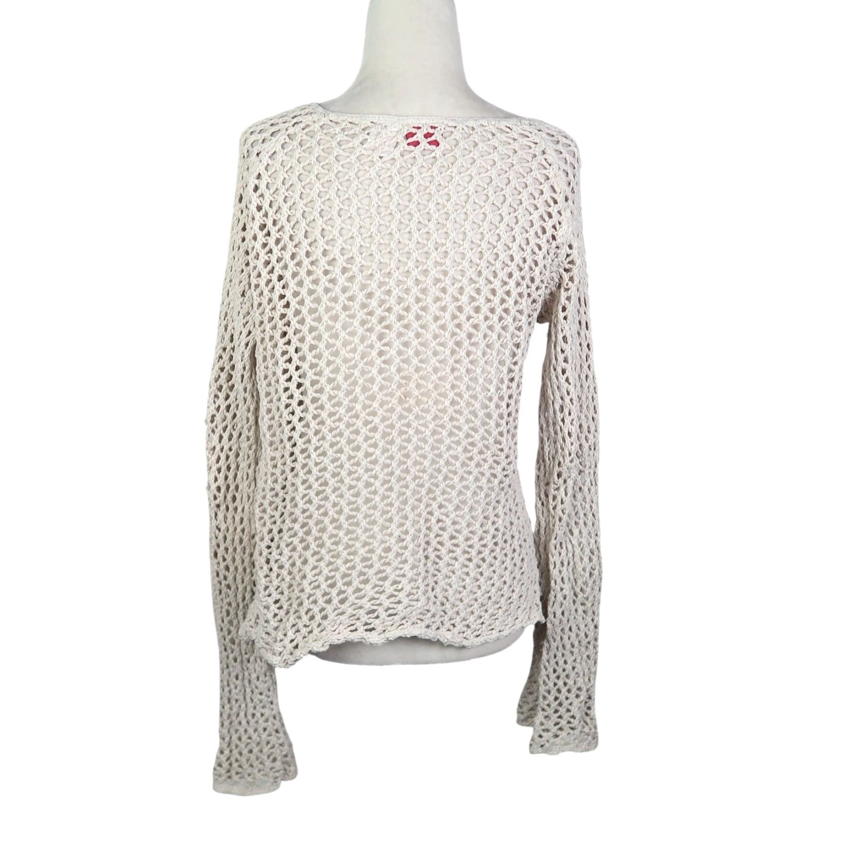 Vintage VINTAGE Xhilaration Cream Crochet Knit Flare Sleeve Sweater L Women Cotton Bohemian Pullover Size L / US 10 / IT 46 - 4 Thumbnail