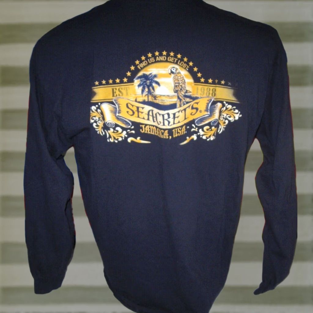 Gildan SEACRETS Jamaica USA Ocean City Maryland Long Sleeve Shirt Mens XL OCMD GET LOST Shirt Size US XL / EU 56 / 4 - 1 Thumbnail
