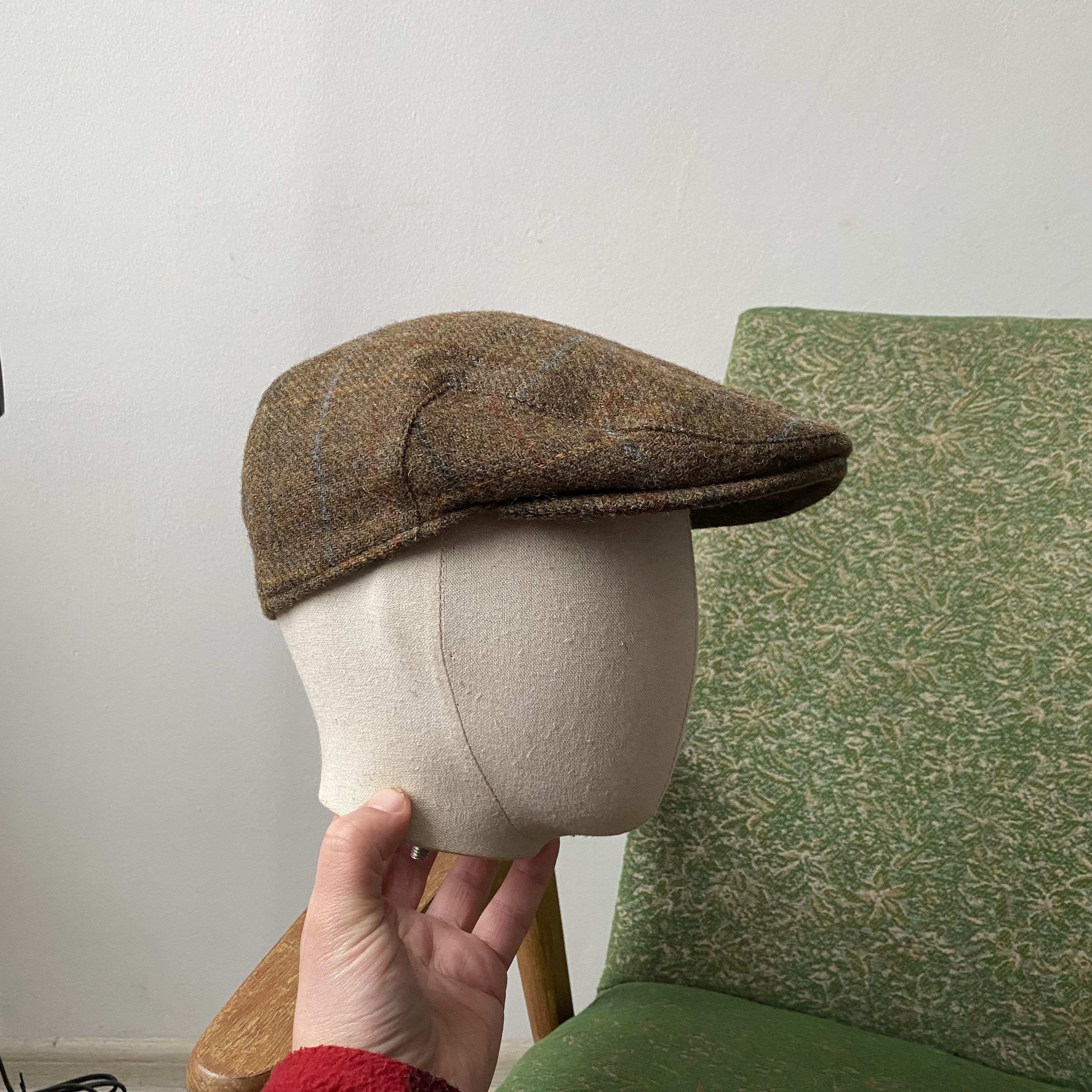 Wool Hat Barbour herringbone flat cap tweed Y2K