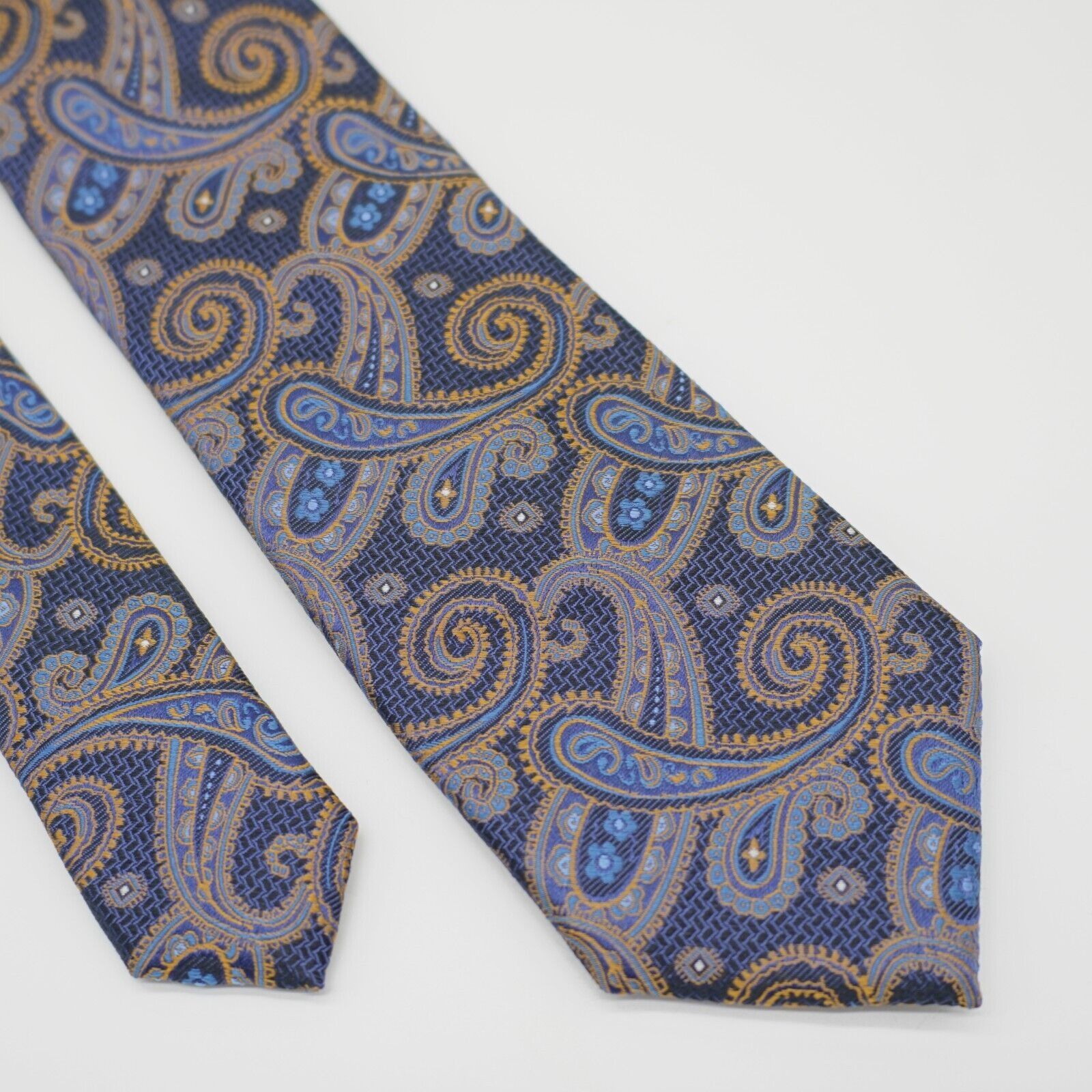 Jos. A. Bank Jos A Bank Signature Blue Brown Paisley Woven Silk Tie Size ONE SIZE - 1 Thumbnail