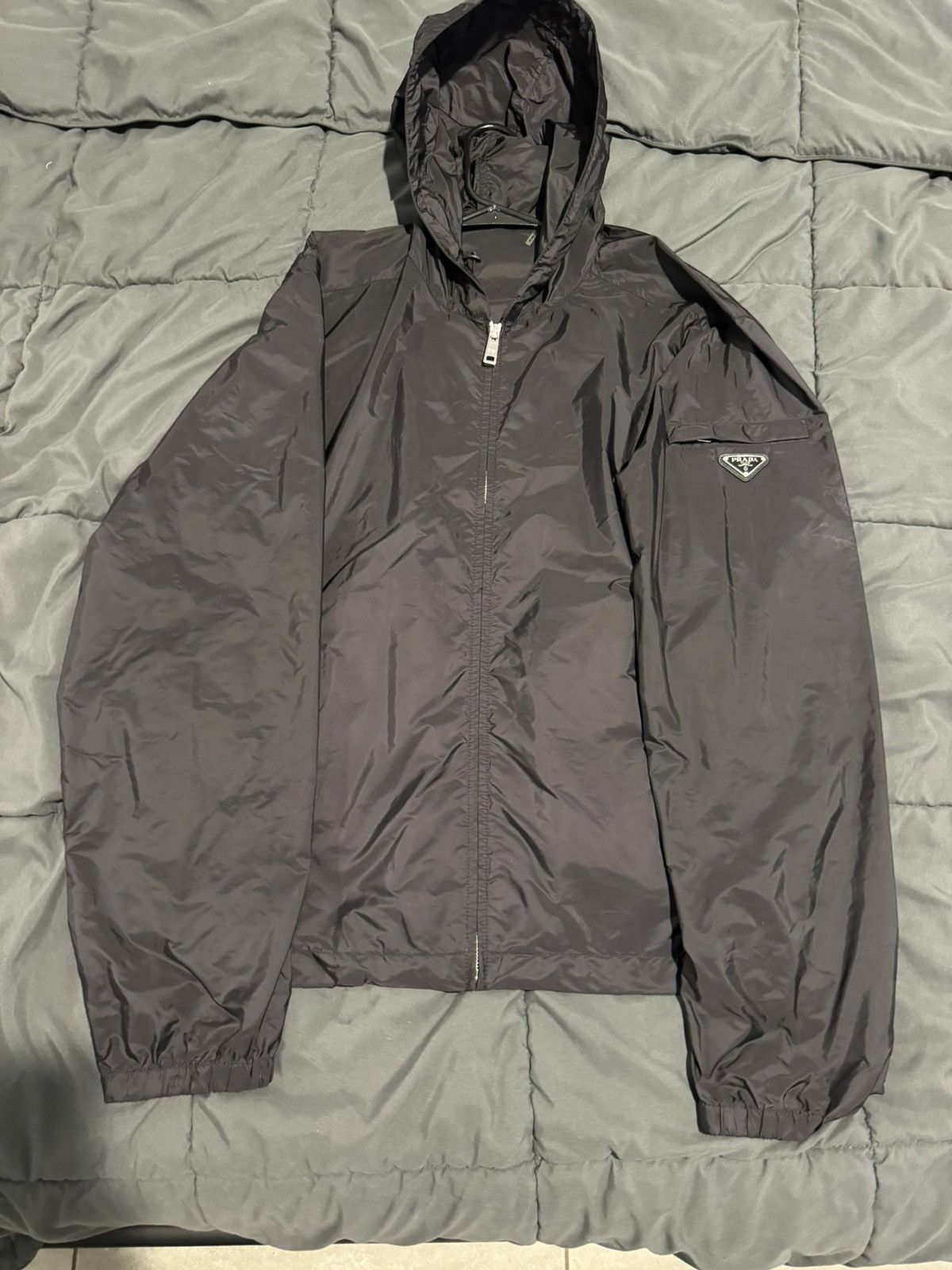 image of Prada Black Rain Jacket Size Xxl, Men's