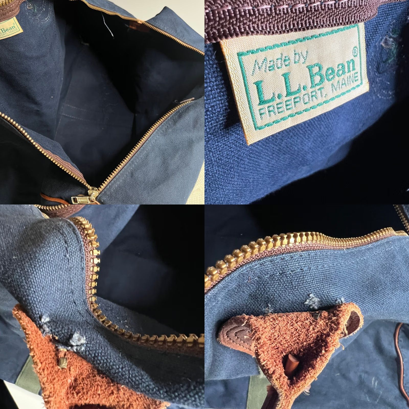 Vintage VINTAGE LL Bean Canvas Leather Duffle Bag Navy Blue Travel Weekend Bag RCGM Size ONE SIZE - 8 Thumbnail