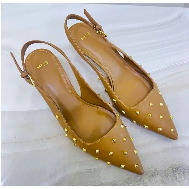 Zara Mango Studded Pointed Toe Slingback Kitten Heels NWT Size US 9.5 / IT 39.5 - 14 Thumbnail