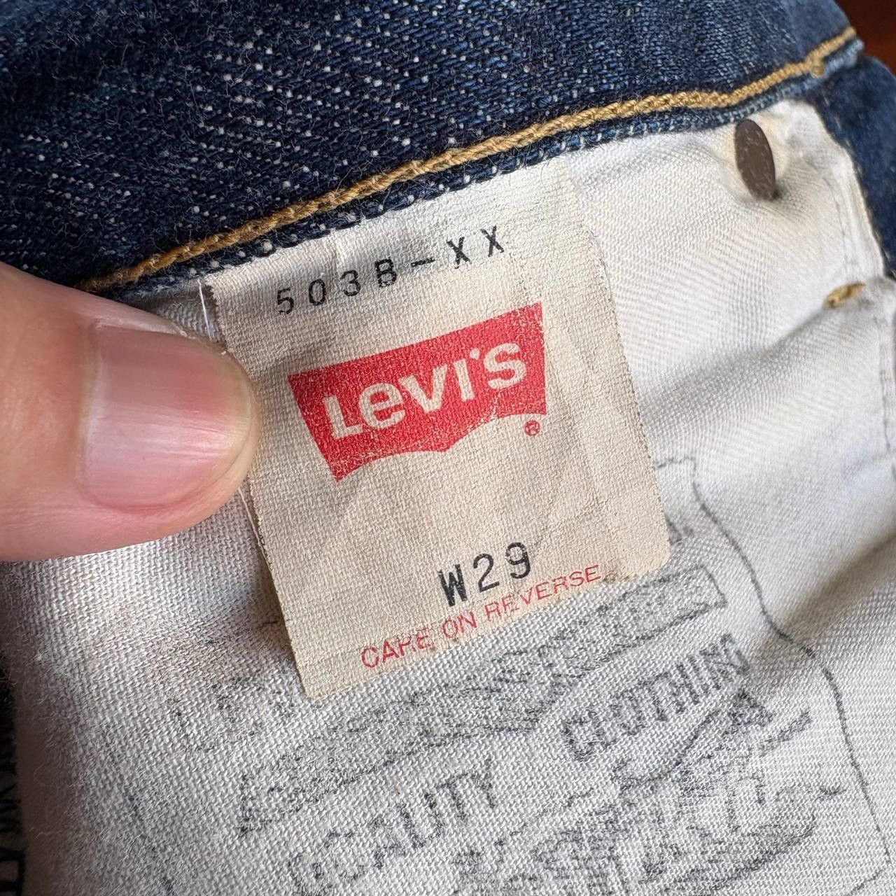 Levi's Vintage Clothing Levi’s 503B Big E Selvedge Distress Vintage Dark Blue Pants Size US 29 - 20 Thumbnail