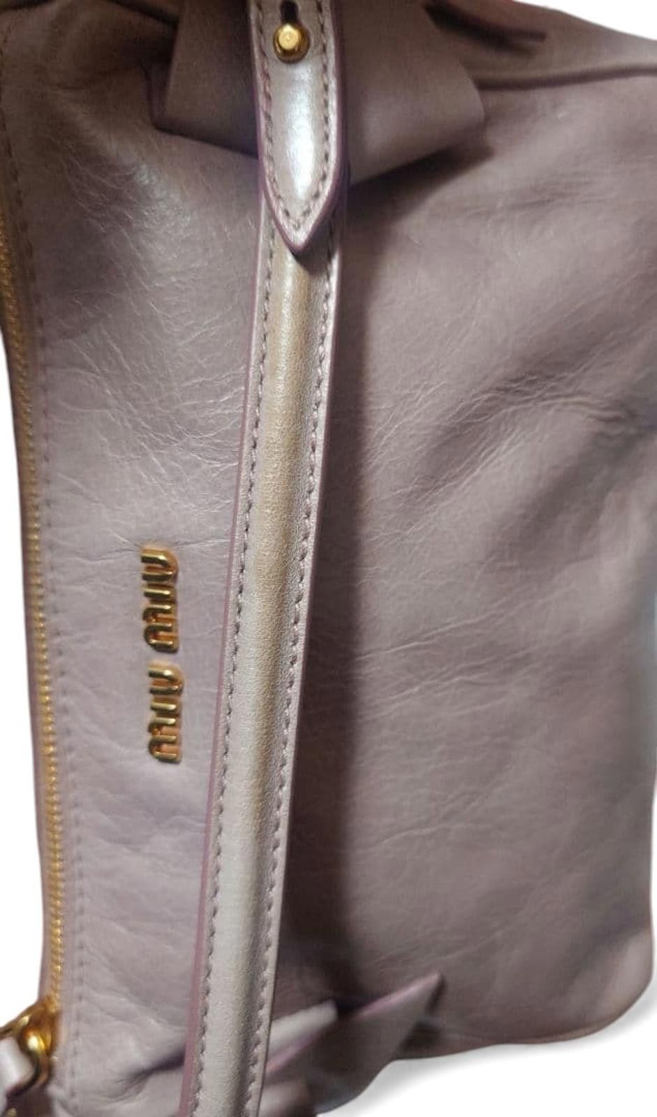 Miu Miu Miu Miu - Leather Handbag with Bow Detail Size ONE SIZE - 8 Thumbnail