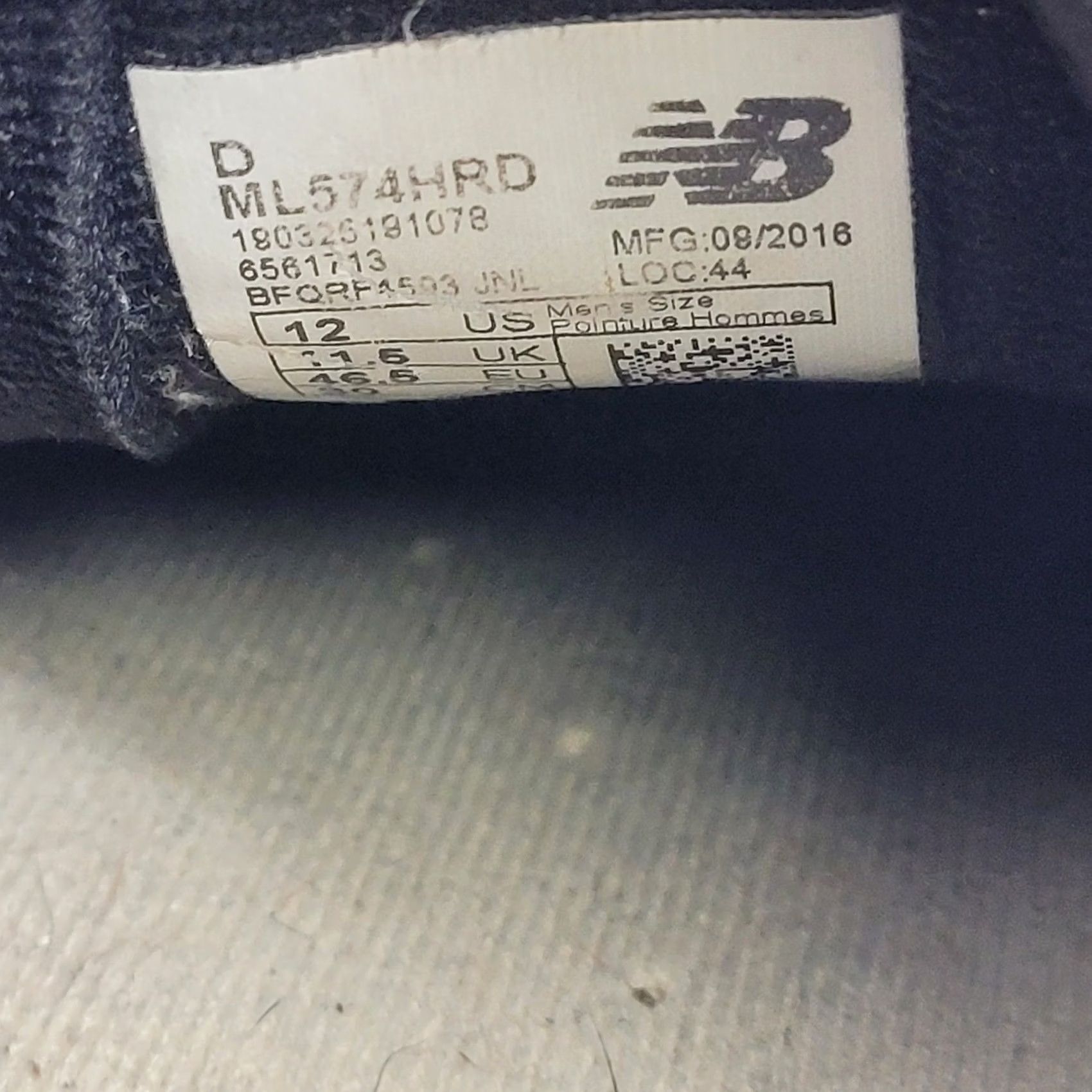 New Balance New Balance 574 Sneaker Mens Black Nubuck Leather Gum Sole 12 Size US 12 / EU 45 - 3 Thumbnail