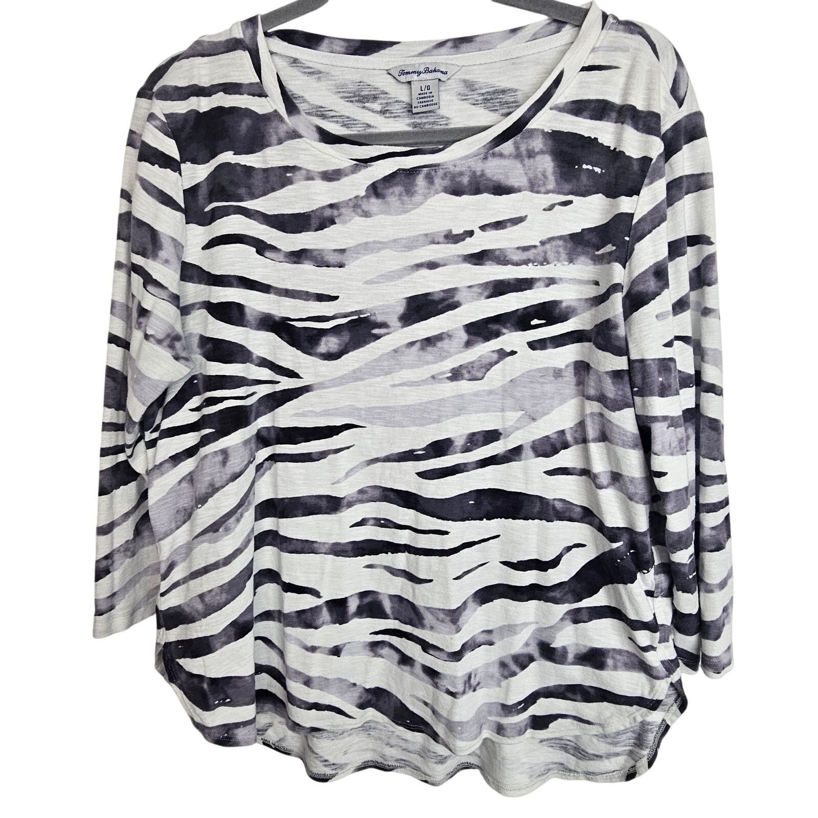 Tommy Bahama Tommy Bahama Women Zebra Print Tshirt Safari Travel Vacation Size L / US 10 / IT 46 - 1 Thumbnail