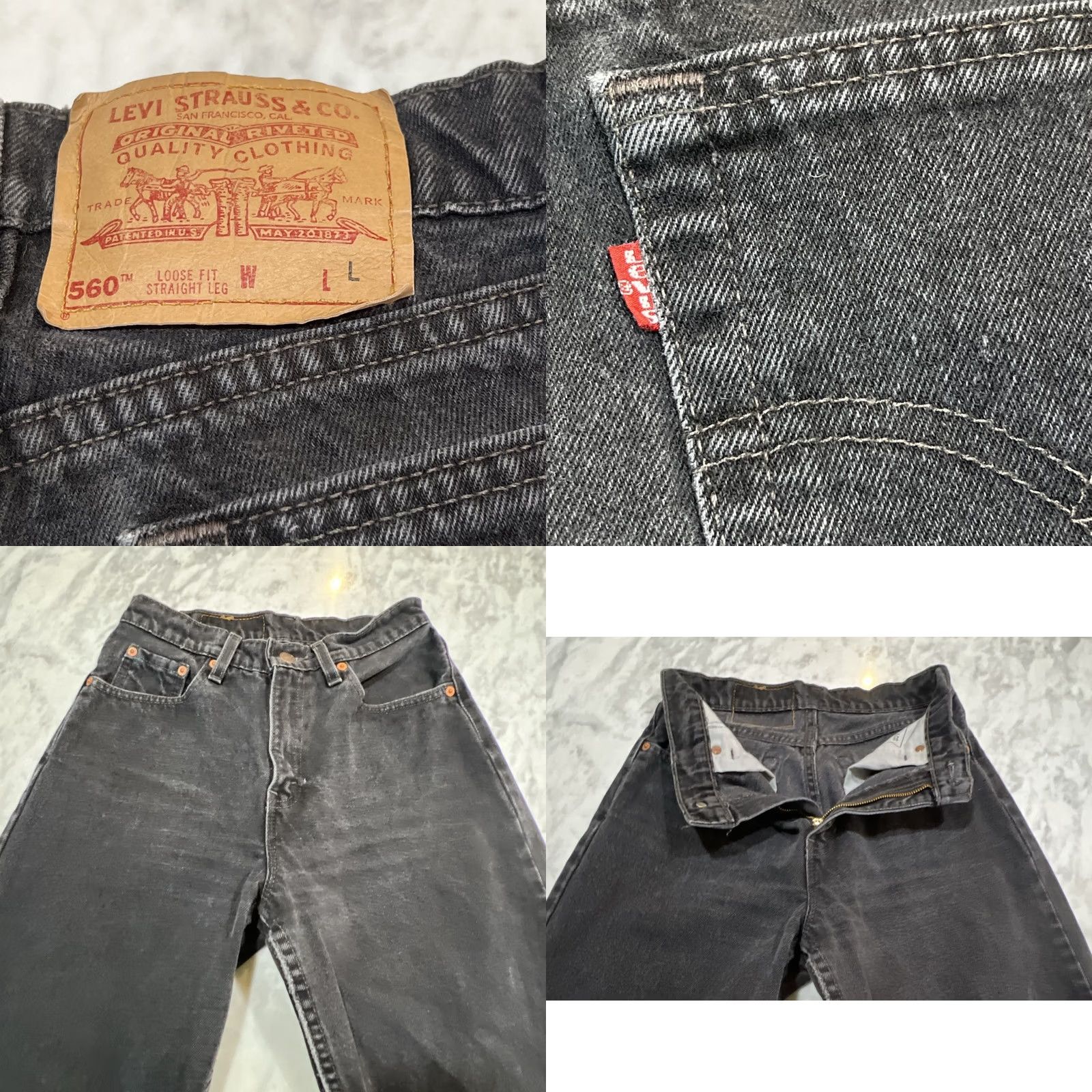 Levi's VINTAGE Levi’s 560 Jeans Pant Men 28x32 Black Faded Straight 5-Pocket Denim Relaxed Mid Rise USA 90s Grunge Shirt? Size US 28 / EU 44 - 8 Thumbnail