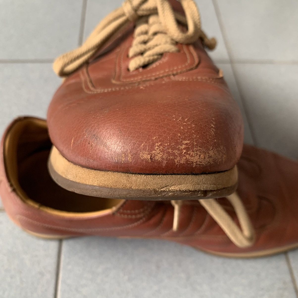 RARE Vintage Burberry Deep Dark Red Leather Unisex Sneakers