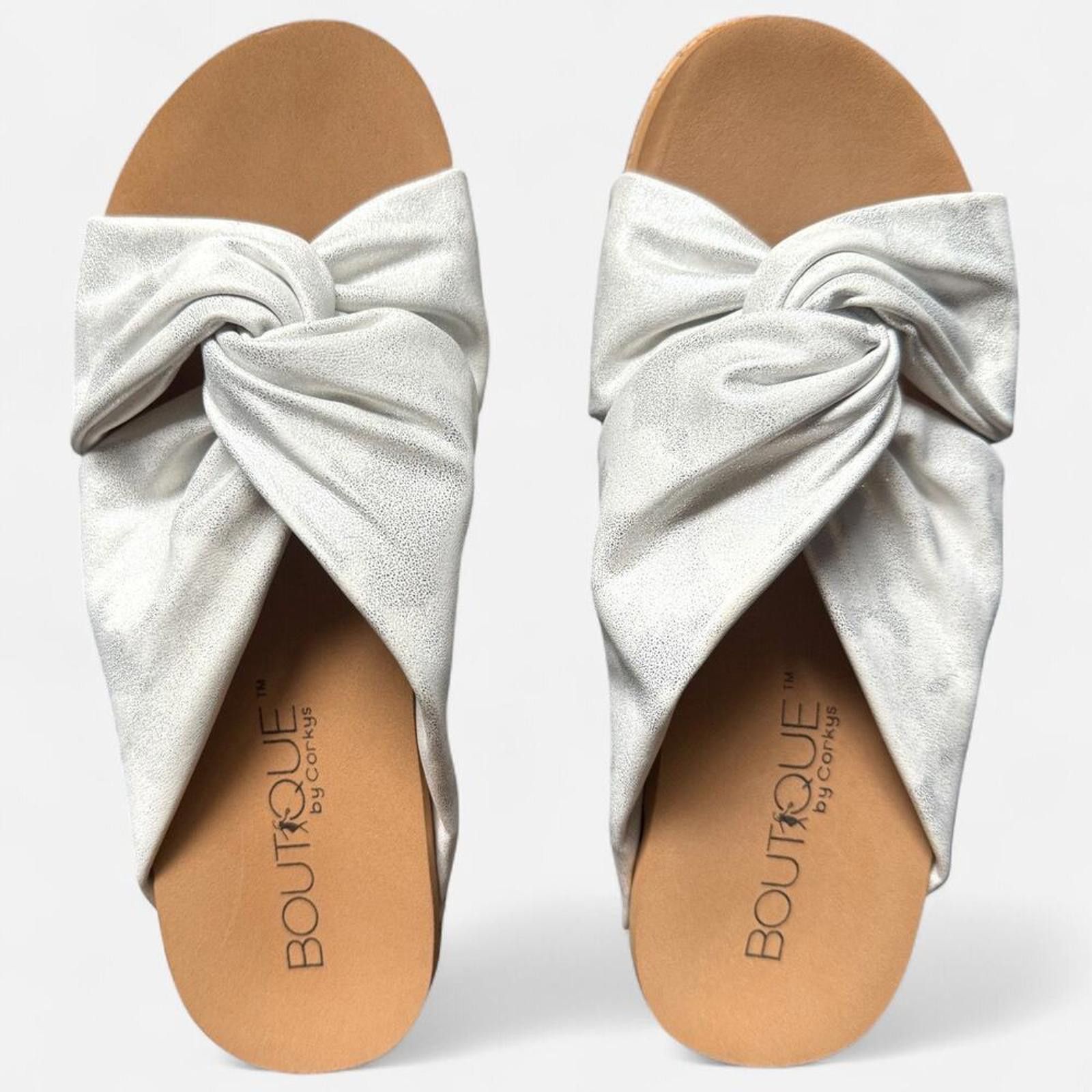 Other Corkys knotted cork-wedge slide sandals metallic silver – 9 Size US 9 / IT 39 - 1 Thumbnail