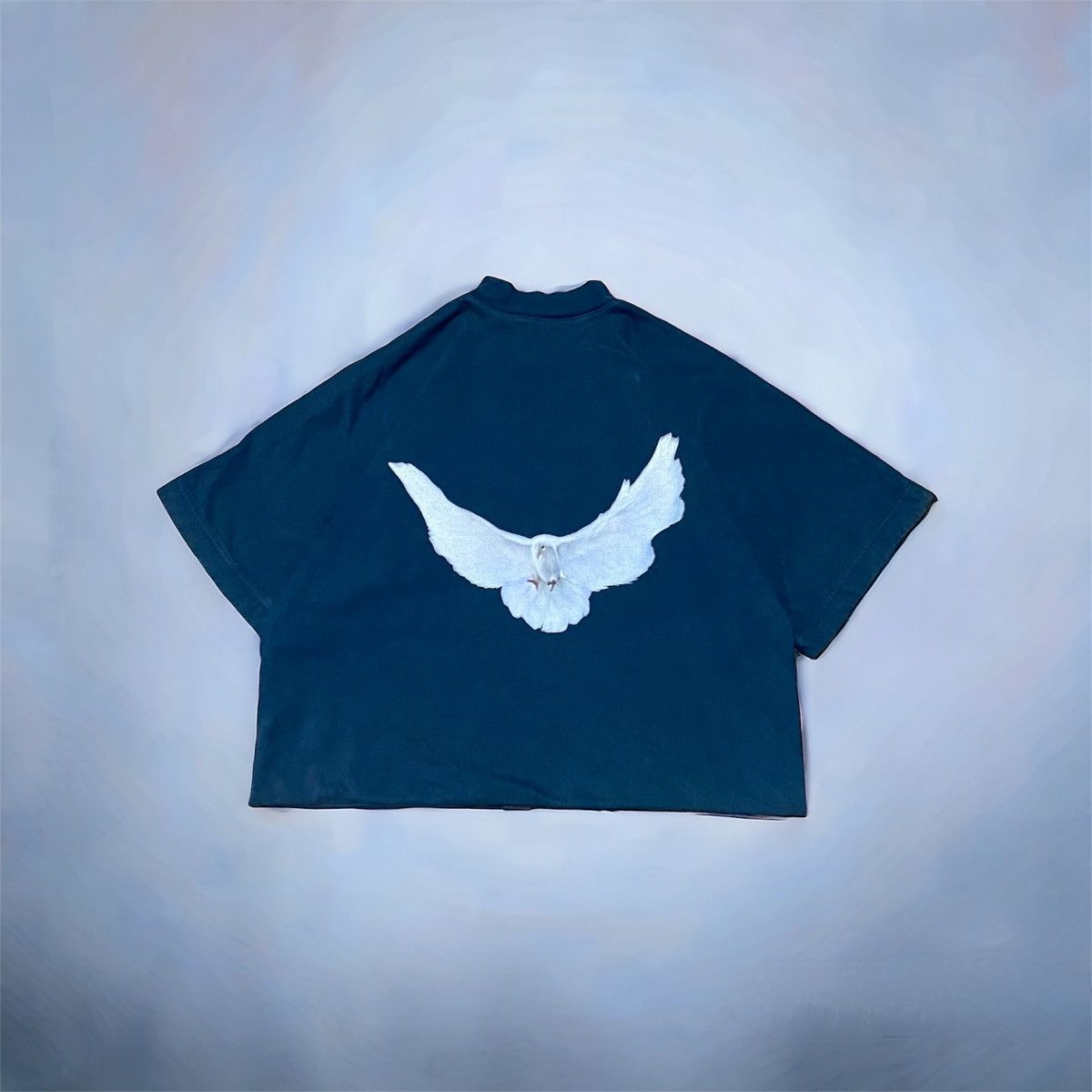 image of Balenciaga Yeezy Yzy Gap Cropped No Seam Dove Blue Tee, Men's (Size XS)