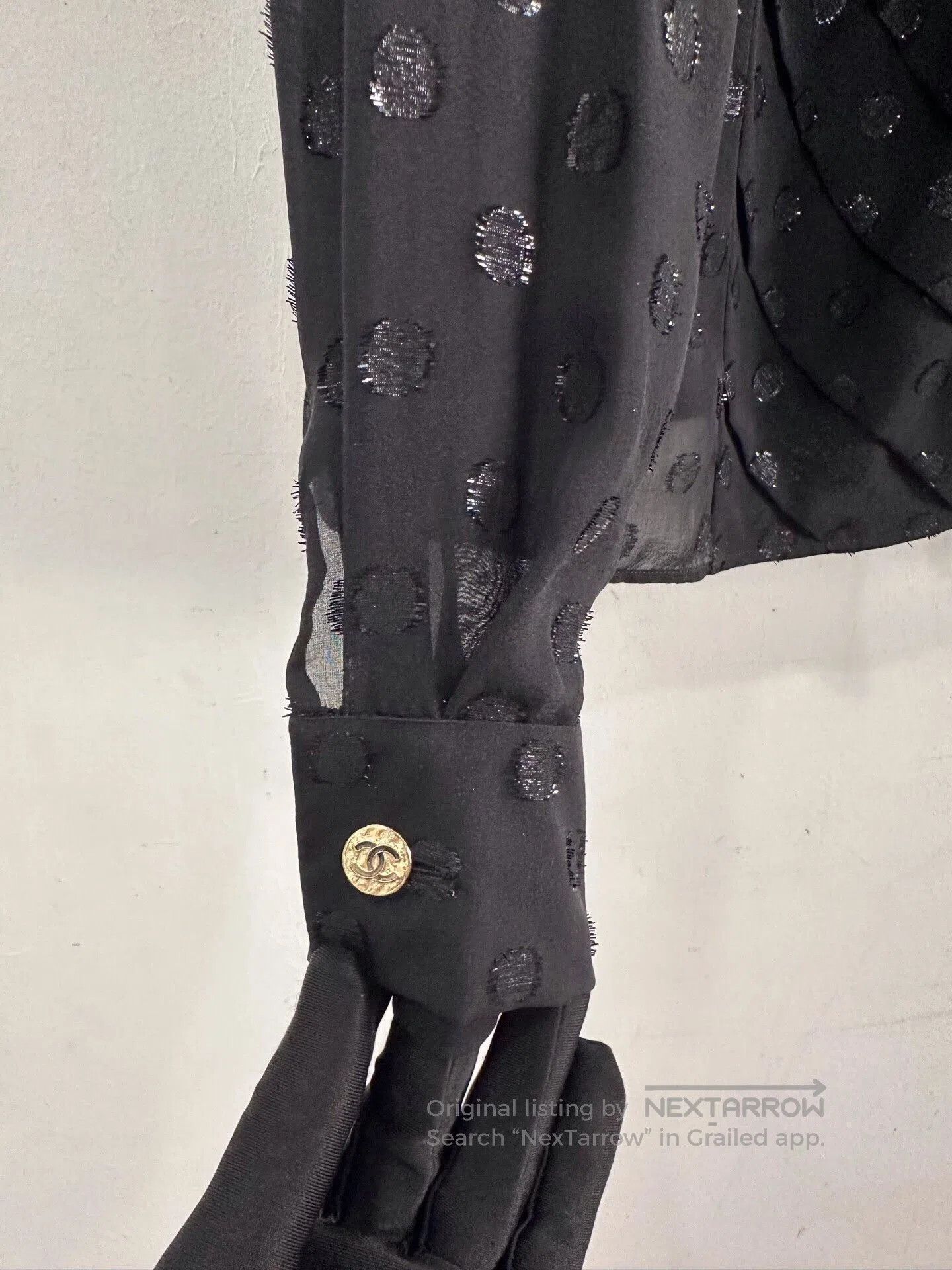 Chanel Chanel Black Polka Dot Silk Shirt Coat. Size XS / US 0-2 / IT 36-38 - 5 Thumbnail