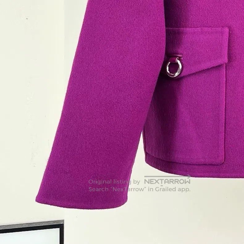 Hermes Hermes Purple Cashmere Round Neck Jacket Size XXS / US 00 / IT 34 - 4 Thumbnail