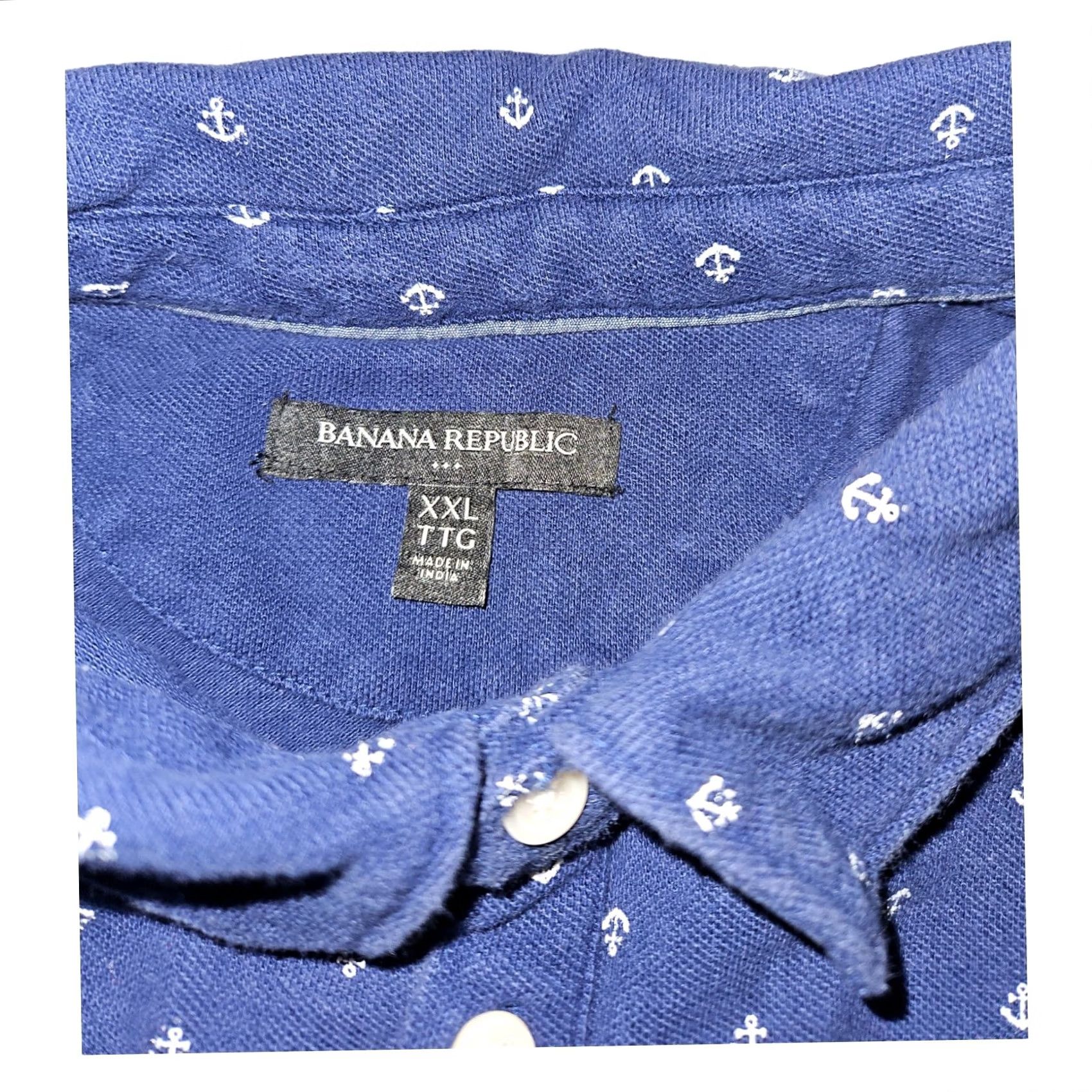 Banana Republic VINTAGE Banana Republic Polo Short Sleeve Men's 2XL Blue AOP Nautical Anchors Casual Shirt Size US XXL / EU 58 / 5 - 2 Thumbnail