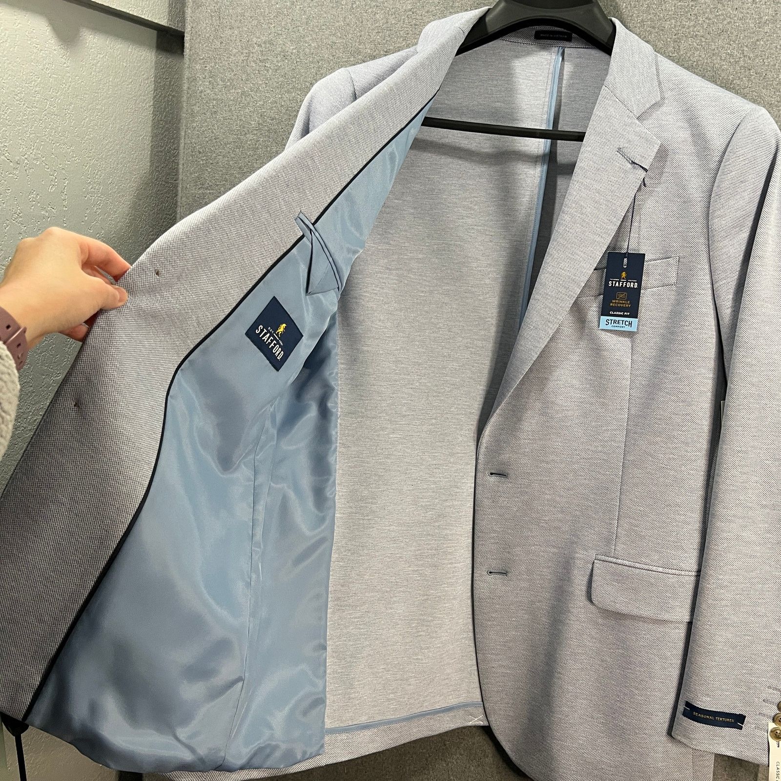 Other Stafford Mens Classic Fit Sport Coats Suit Light Blu Size 46L - 5 Thumbnail