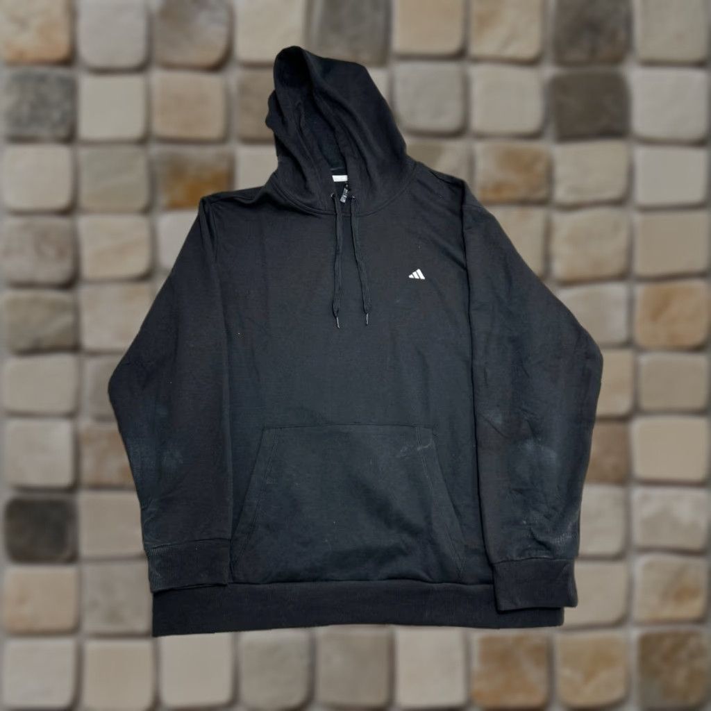Adidas Adidas Essentials Hoodie Mens XXL Black Logo Cotton Fleece Lined Hooded Pullover Size US XXL / EU 58 / 5 - 1 Thumbnail