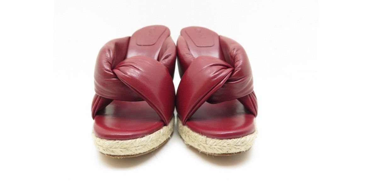 Isabel Marant Isabel Marant Bordeaux Red Leather Wedge Mules Size US 7 / IT 37 - 2 Thumbnail