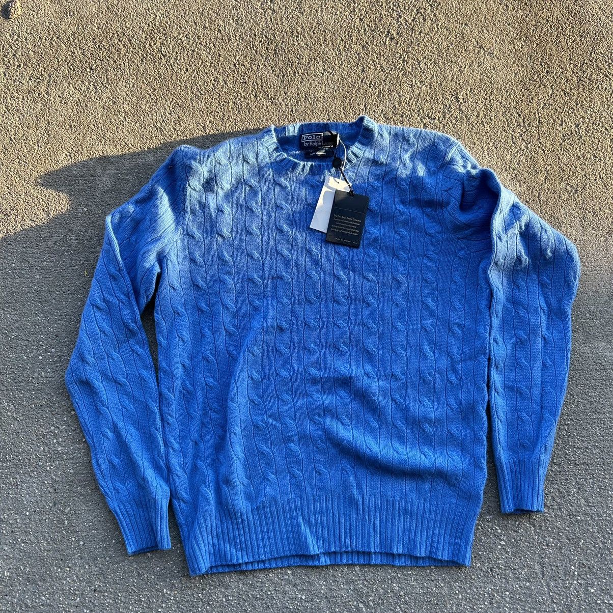 image of Polo Ralph Lauren x Vintage Polo By Ralph Laurent 100% Cashmere Sweater in Sky Blue (Size Small)