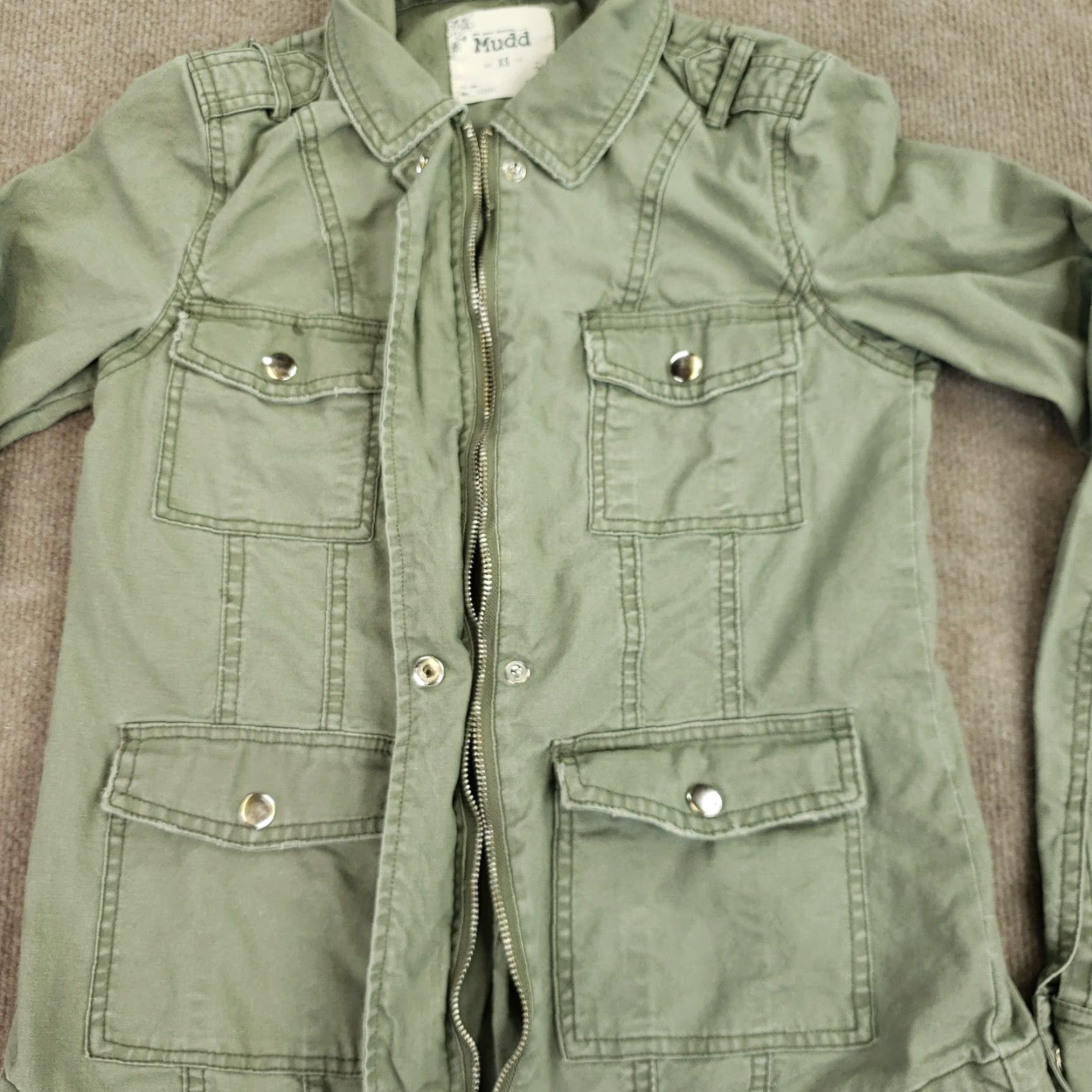 Vintage Mudd Womens Green Full Zip Jacket XS Cotton Collared Snaps Size XS / US 0-2 / IT 36-38 - 7 Thumbnail