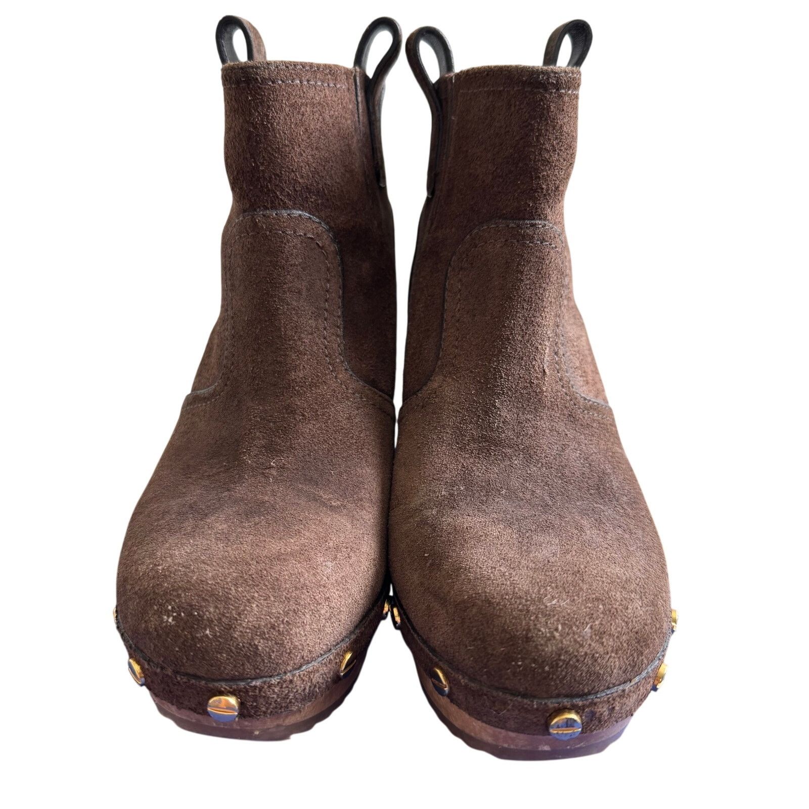 Tory Burch Tory Burch Ginevra Brown Suede Clog Studded Ankle Booties Size US 7 / IT 37 - 2 Thumbnail