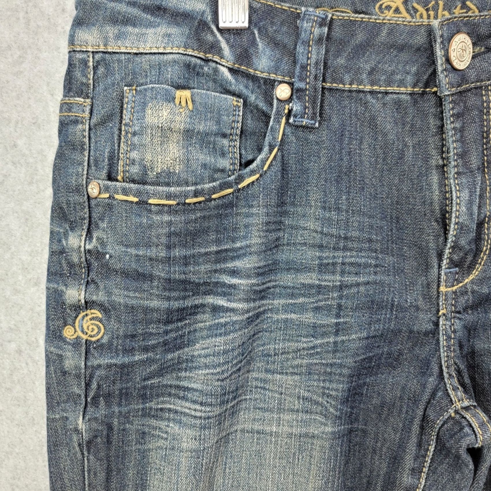 Denime Adiktd Jeans Women’s 8 w30 Blue Denim Designer Wide-Leg 90s Bohemian Rock Jeans Size 30" / US 8 / IT 44 - 2 Thumbnail