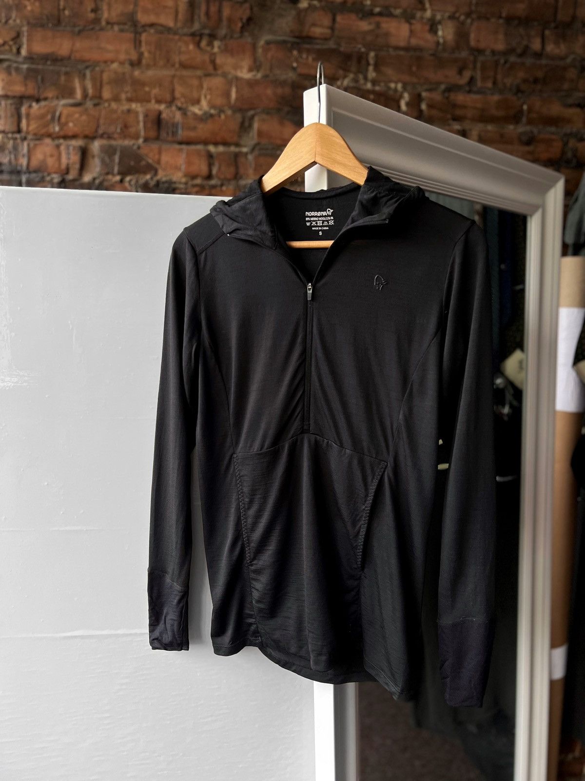 Norrona Merino Wool Black Hoodie Tops