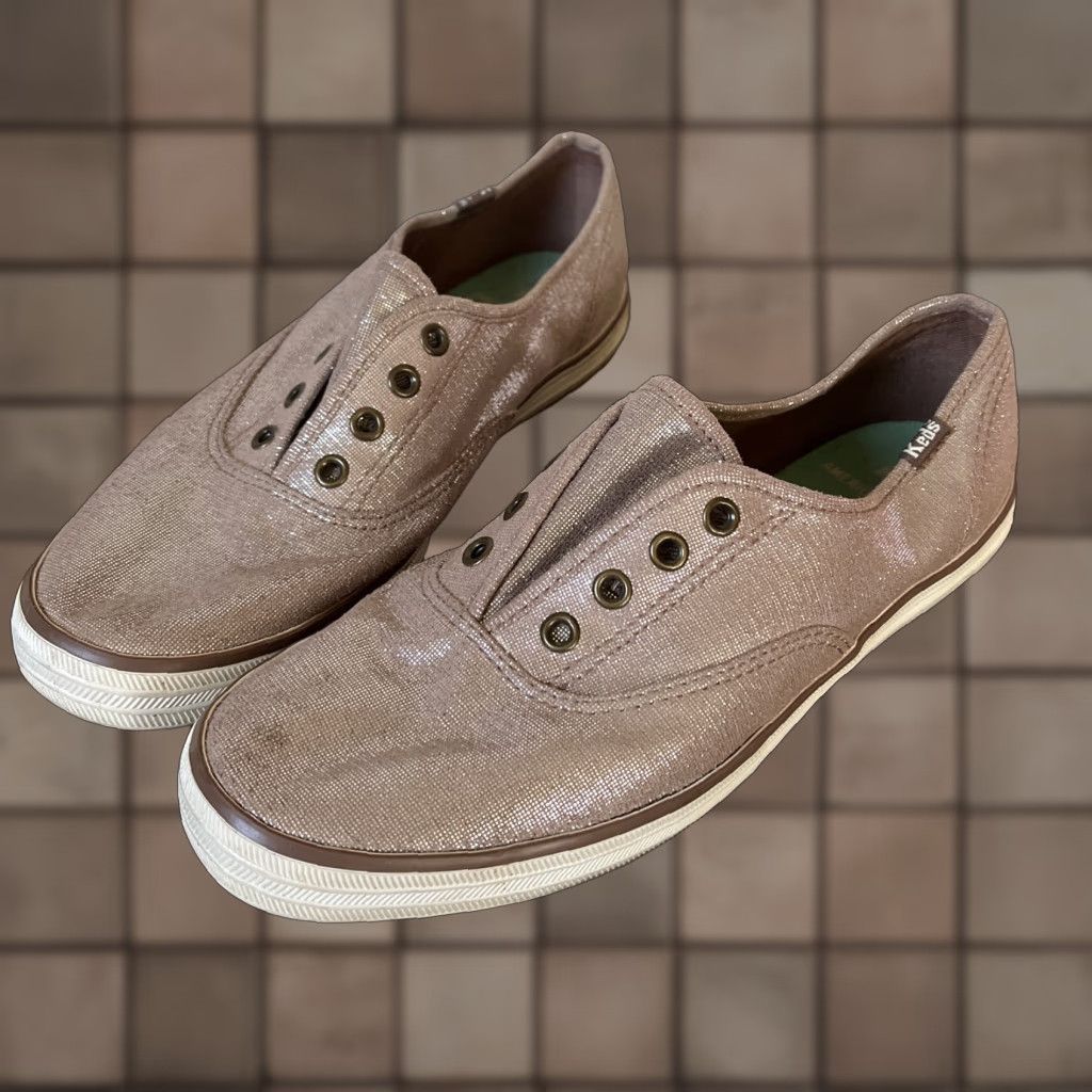 Keds VINTAGE Keds Women's Sneakers Size 6.5 Pink Champagne Sparkles Athletic Slip-On Lightweight Comfort Girls Size US 6.5 / IT 36.5 - 1 Thumbnail