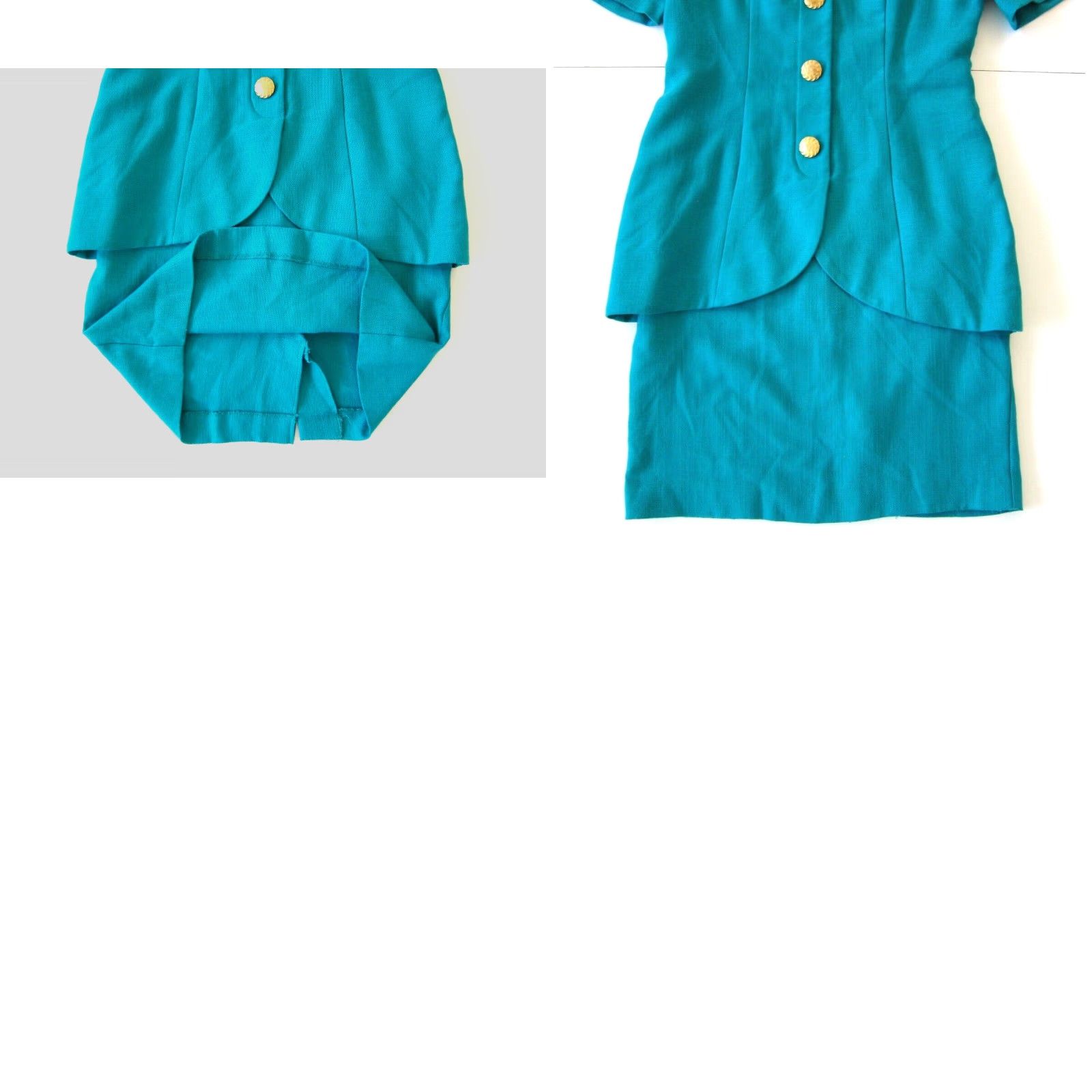 Vintage VINTAGE Petite Sophisticate Turquoise Green Gold Button Suit Jacket Dress Size 2 Size XS / US 0-2 / IT 36-38 - 8 Thumbnail