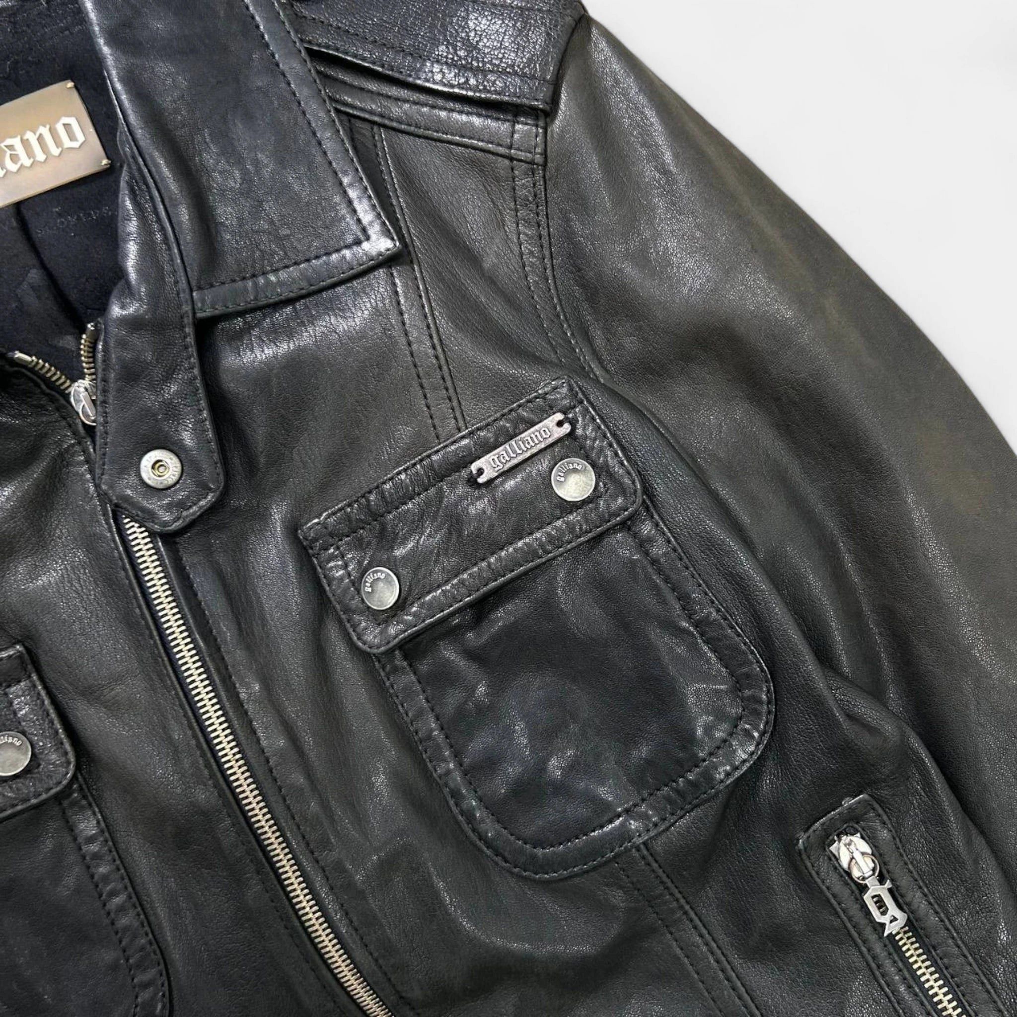 John Galliano Galliano 90s Classic Black Leather Jacket Size US S / EU 44-46 / 1 - 3 Thumbnail