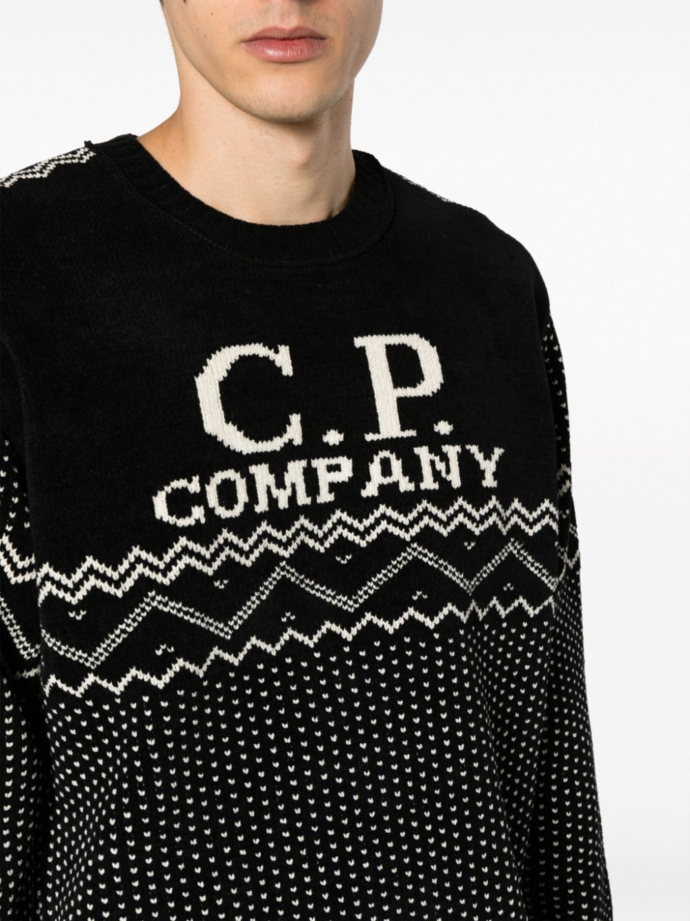 C.P. Company o1y1224 Crewneck Sweater in Black/White Size US M / EU 48-50 / 2 - 5 Thumbnail