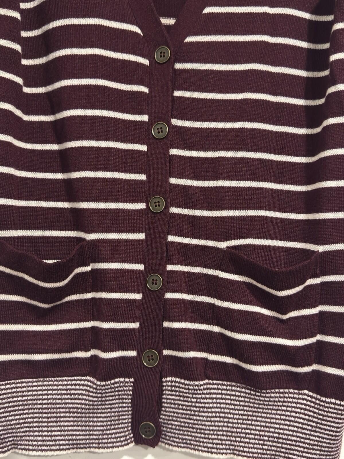Other Kerisma Burgundy Striped Cardigan V-Neck Button Front Women Size M / US 6-8 / IT 42-44 - 4 Thumbnail